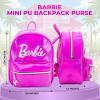 AI ACCESSORY INNOVATIONS Bluey Big Face Mini Cosplay PU Backpack Purse, Shoulder Bag with Epoxy Filled Metal Pineapple Charm, 10.5 Inch, Adjustable Straps, Faux Leather(Barbie)