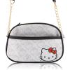 Disney Sanrio Bluey Purse Crossbody Handbag for Women | Metallic Vinyl Women’s Shoulder Handbag(Hello Kitty White)