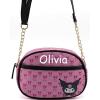 Disney Sanrio Bluey Purse Crossbody Handbag for Women | Metallic Vinyl Women’s Shoulder Handbag(Personalized Hk Pink and Black)