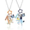 Bingo and Bluey Necklace for Girls 2 Pieces Official License 16″+3.25″, Bluey Jewelry with Charms