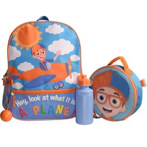AI ACCESSORY INNOVATIONS Bluey 4 Piece Backpack Set for Pre School Girls & Boys, Kids 16″ School Bag(Blippi)