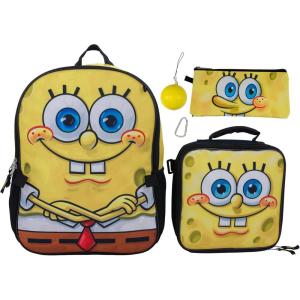 AI ACCESSORY INNOVATIONS Bluey 4 Piece Backpack Set for Pre School Girls & Boys, Kids 16″ School Bag(Spongebob)