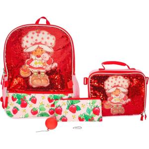 AI ACCESSORY INNOVATIONS Bluey 4 Piece Backpack Set for Pre School Girls & Boys, Kids 16″ School Bag(Strawberry Shortcake)