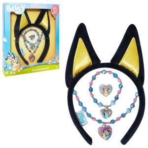 LUV HER Licensed BLUEY Headbands for Girls – Kids Jewelry – Dress Up Set All in one Giftable Box – Headband – Play Jewelry Set – 4pc (Toddler Headband, Necklace, Dress Up Bracelet, Ring) 4+