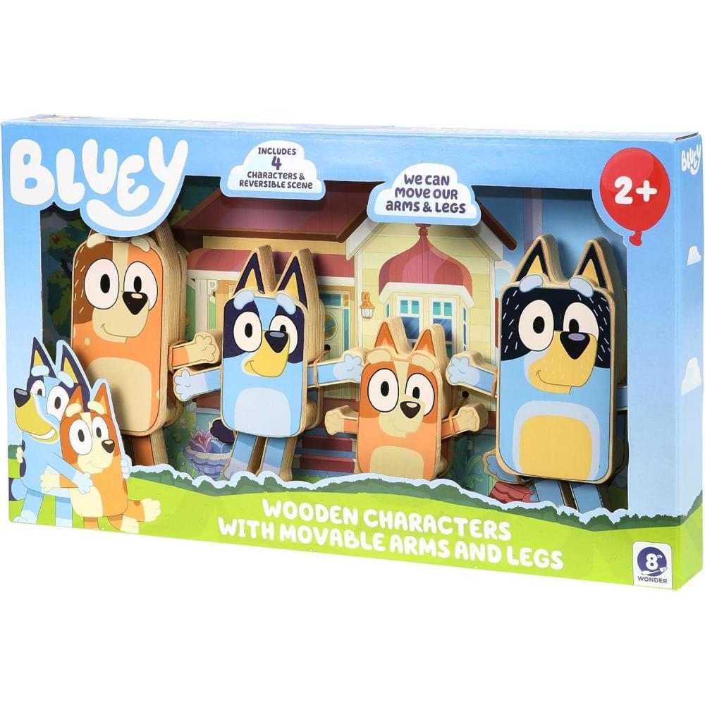 imageBluey 8th Wonder Wooden Skittles Game Set Toy Bowling Set with 6 Character Pins and 1 Bowling Ball IndoorOutdoor Play Toys for Toddler Ages 3Character Set