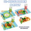 8th Wonder Wooden Bluey Toys Picnic Carrying Case, 30-Piece Picnic Basket Toy with Cutlery and Food Accessories, Outdoor Food Toys for Kids of Ages 3+(Dine with Bluey)
