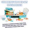 8th Wonder Wooden Bluey Toys Picnic Carrying Case, 30-Piece Picnic Basket Toy with Cutlery and Food Accessories, Outdoor Food Toys for Kids of Ages 3+(Tabletop Restaurant)