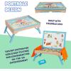 Bluey Wooden Puppet Theater for Kids Playset, 20″ Kids Pretend Stage Puppets, Interchangeable Fabric Backdrops & Roll-Down Curtain(Magnetic Board)