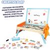 Bluey Wooden Puppet Theater for Kids Playset, 20″ Kids Pretend Stage Puppets, Interchangeable Fabric Backdrops & Roll-Down Curtain(Magnetic Board)