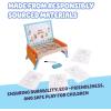 Bluey Wooden Puppet Theater for Kids Playset, 20″ Kids Pretend Stage Puppets, Interchangeable Fabric Backdrops & Roll-Down Curtain(Magnetic Board)