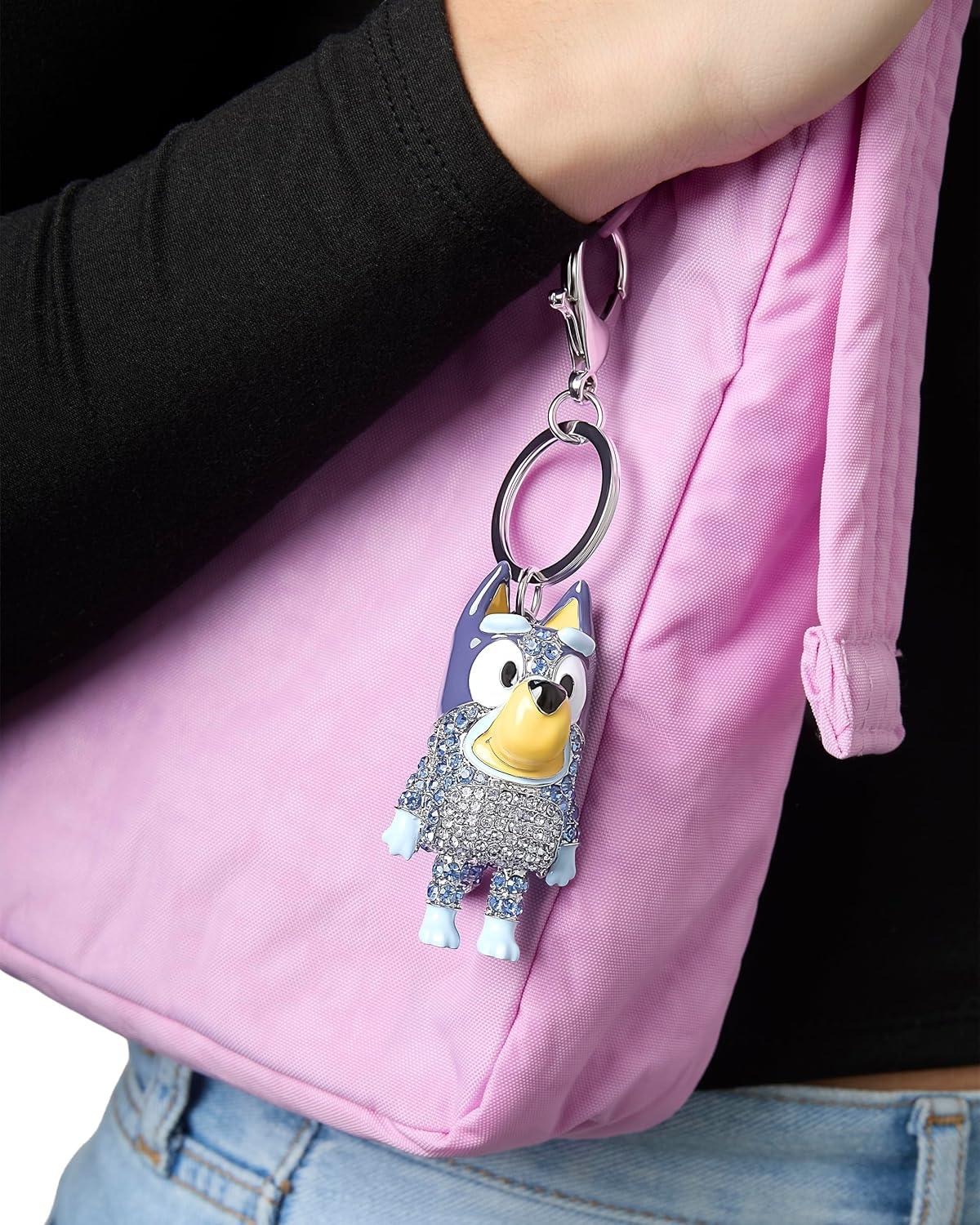 imageBluey Bag Charm Pave Crystal Official License Bluey Charm Keychain with Lobster Clip