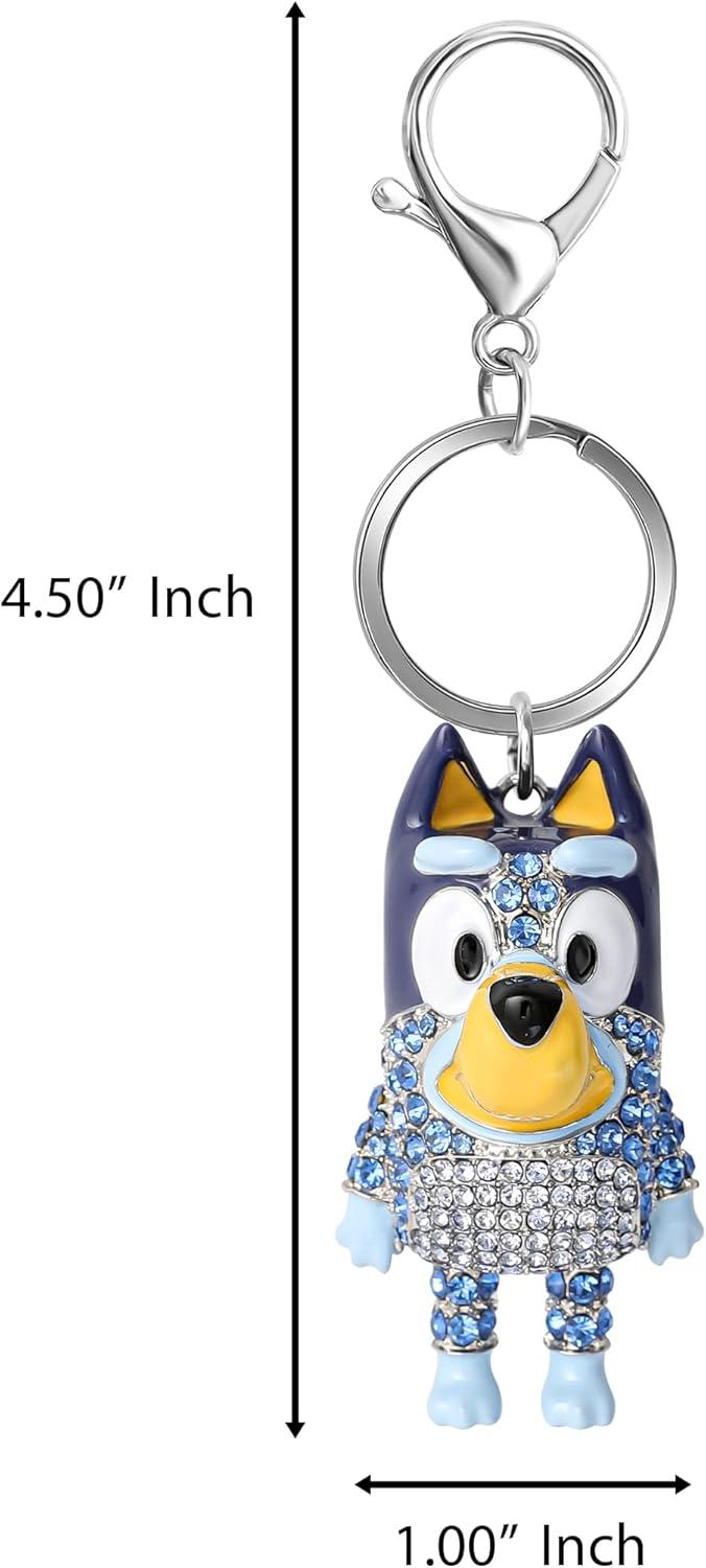 imageBluey Bag Charm Pave Crystal Official License Bluey Charm Keychain with Lobster Clip