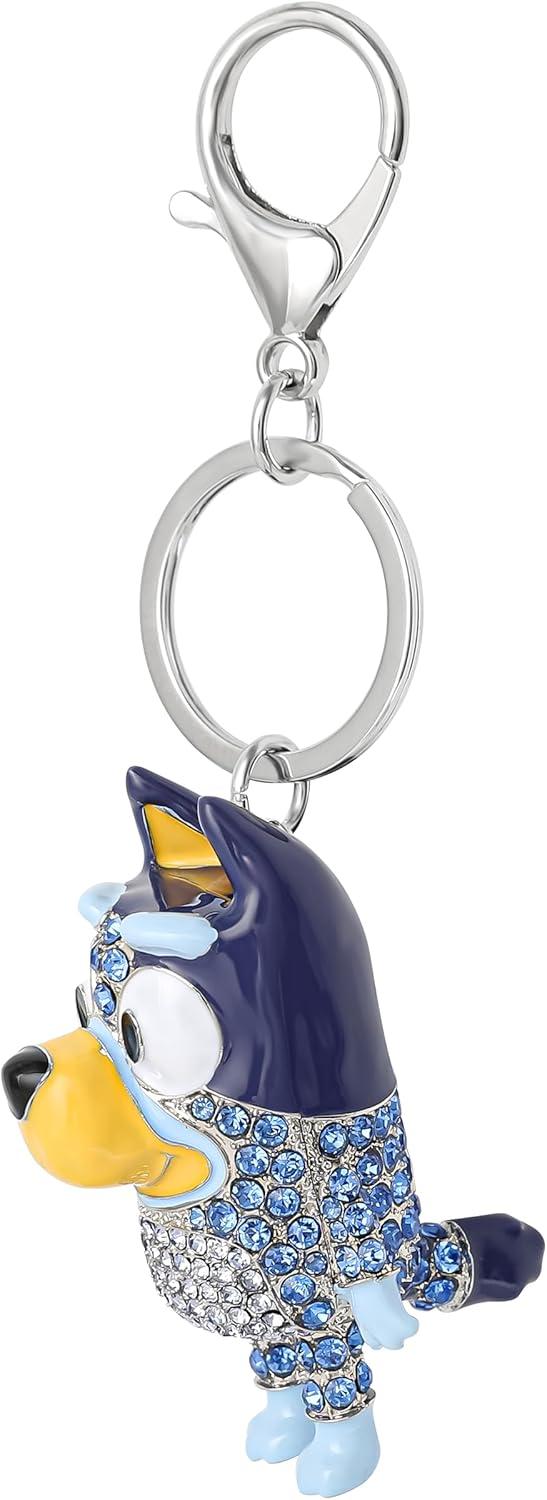 imageBluey Bag Charm Pave Crystal Official License Bluey Charm Keychain with Lobster Clip