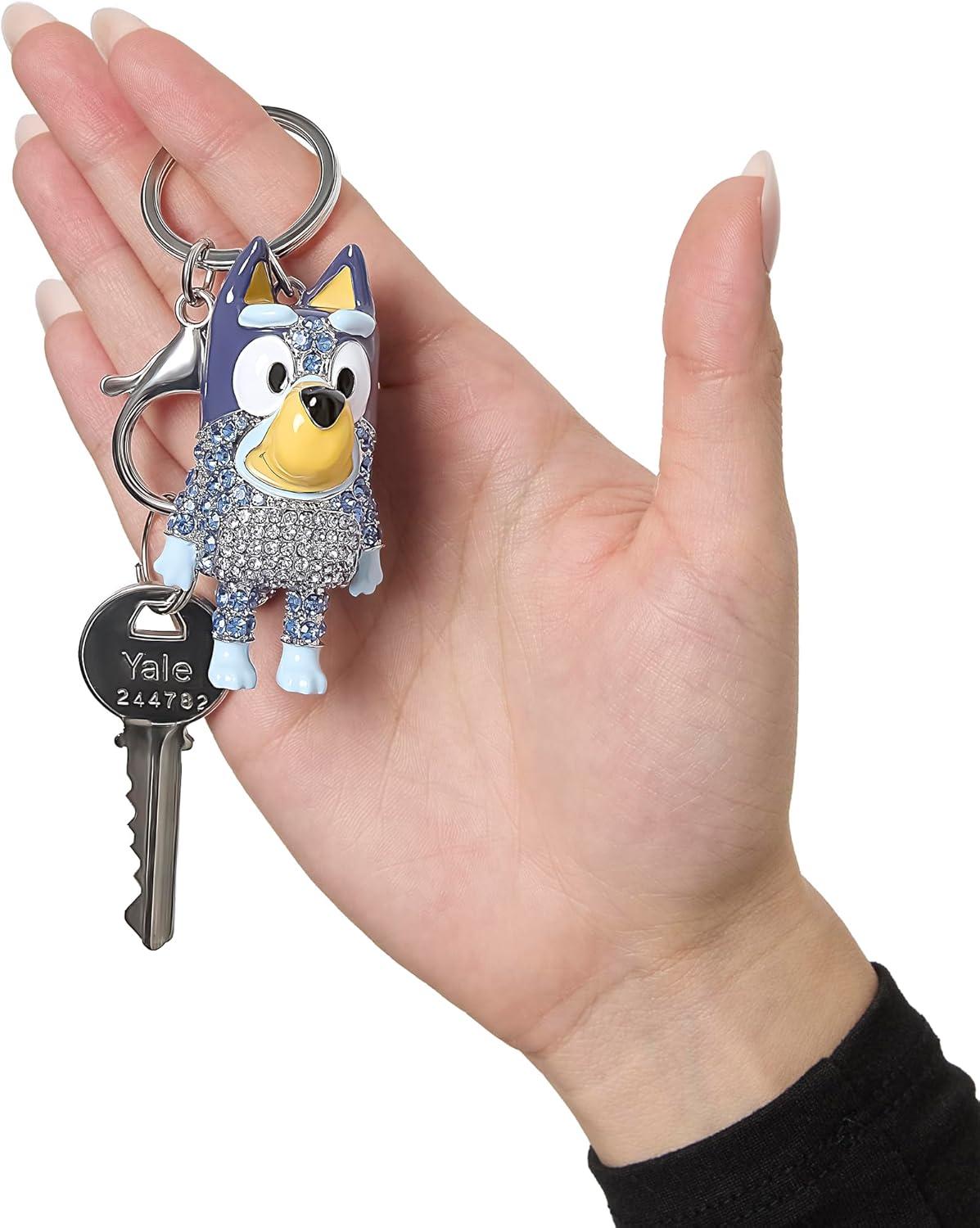 imageBluey Bag Charm Pave Crystal Official License Bluey Charm Keychain with Lobster Clip