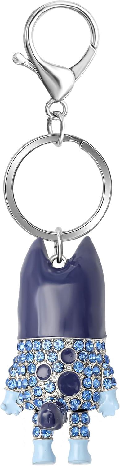 imageBluey Bag Charm Pave Crystal Official License Bluey Charm Keychain with Lobster Clip