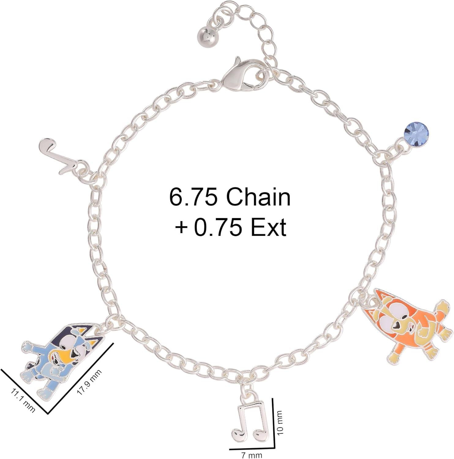 imageBluey Bracelets with 5 Charms Official License 67575 Silver or 18k Gold FlashPlated Charm BraceletSilver