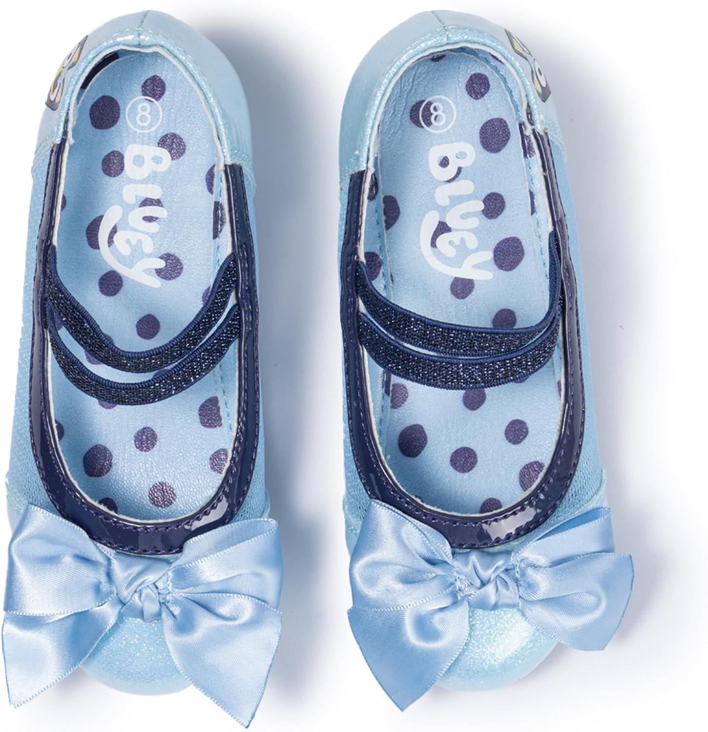 imageBluey Mary Jane High Heels for Toddlers Officially Licensed Bow Ballet Slippers and Kids Dress ShoesLight Blue