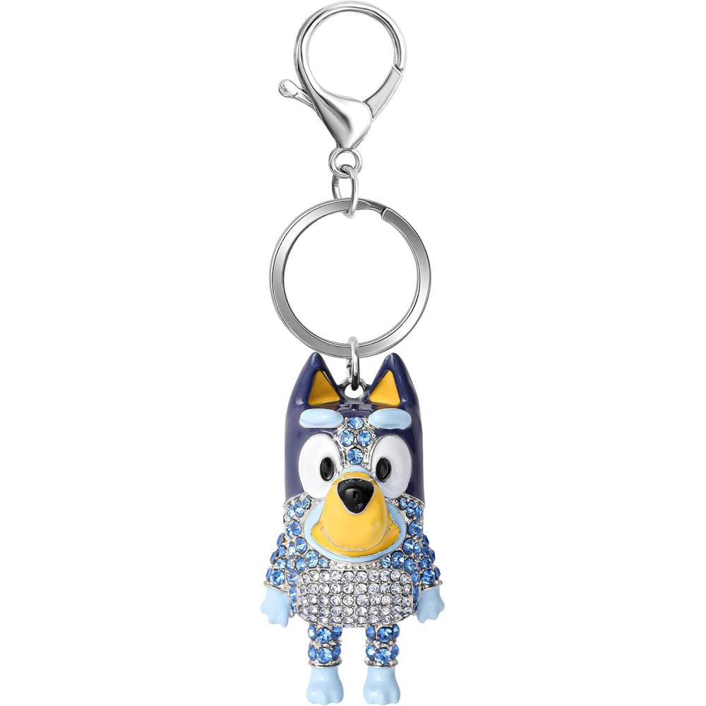 imageBluey Bag Charm Pave Crystal Official License Bluey Charm Keychain with Lobster Clip