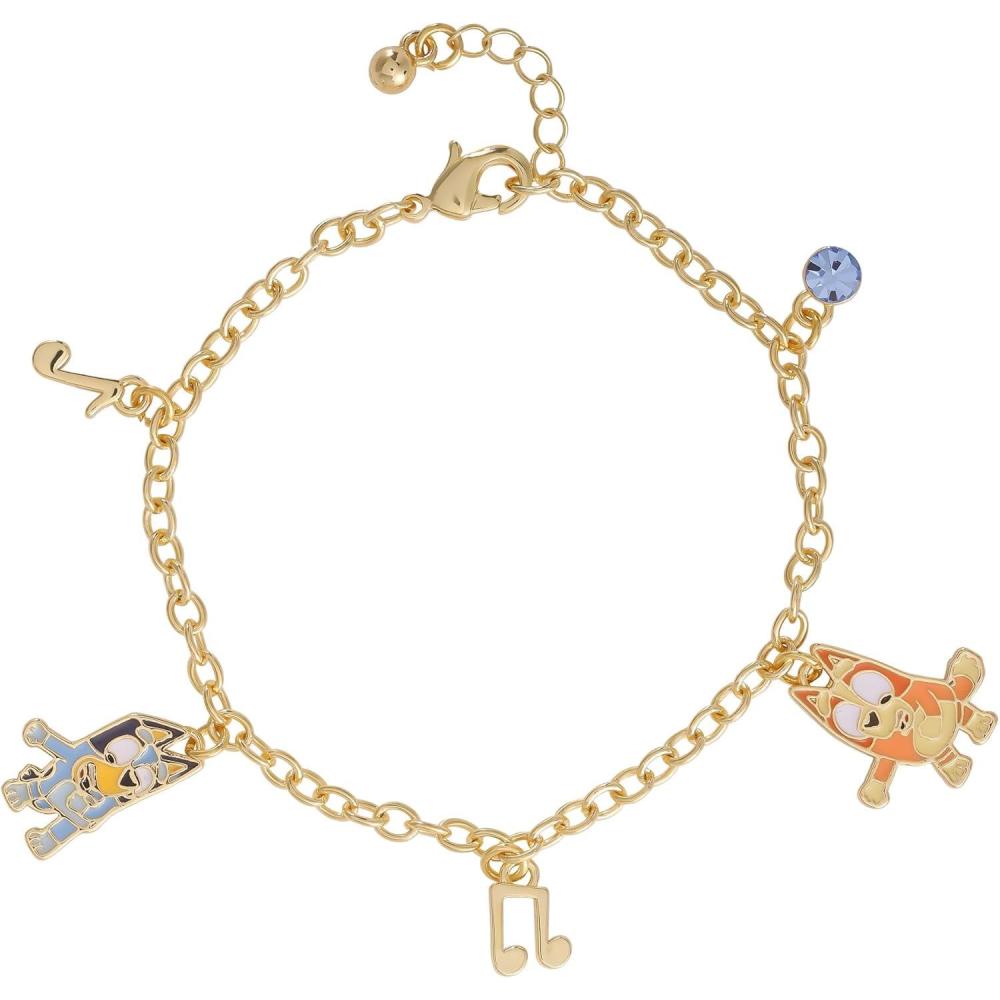 imageBluey Bracelets with 5 Charms Official License 67575 Silver or 18k Gold FlashPlated Charm BraceletGold