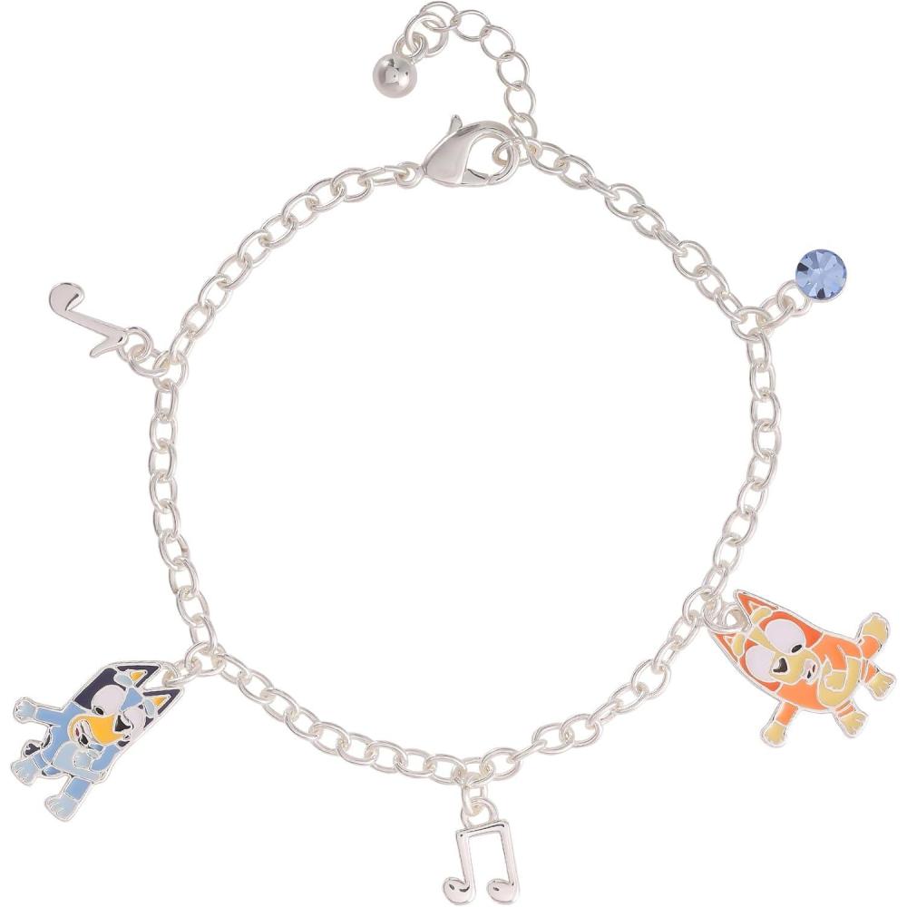 imageBluey Bracelets with 5 Charms Official License 67575 Silver or 18k Gold FlashPlated Charm BraceletSilver