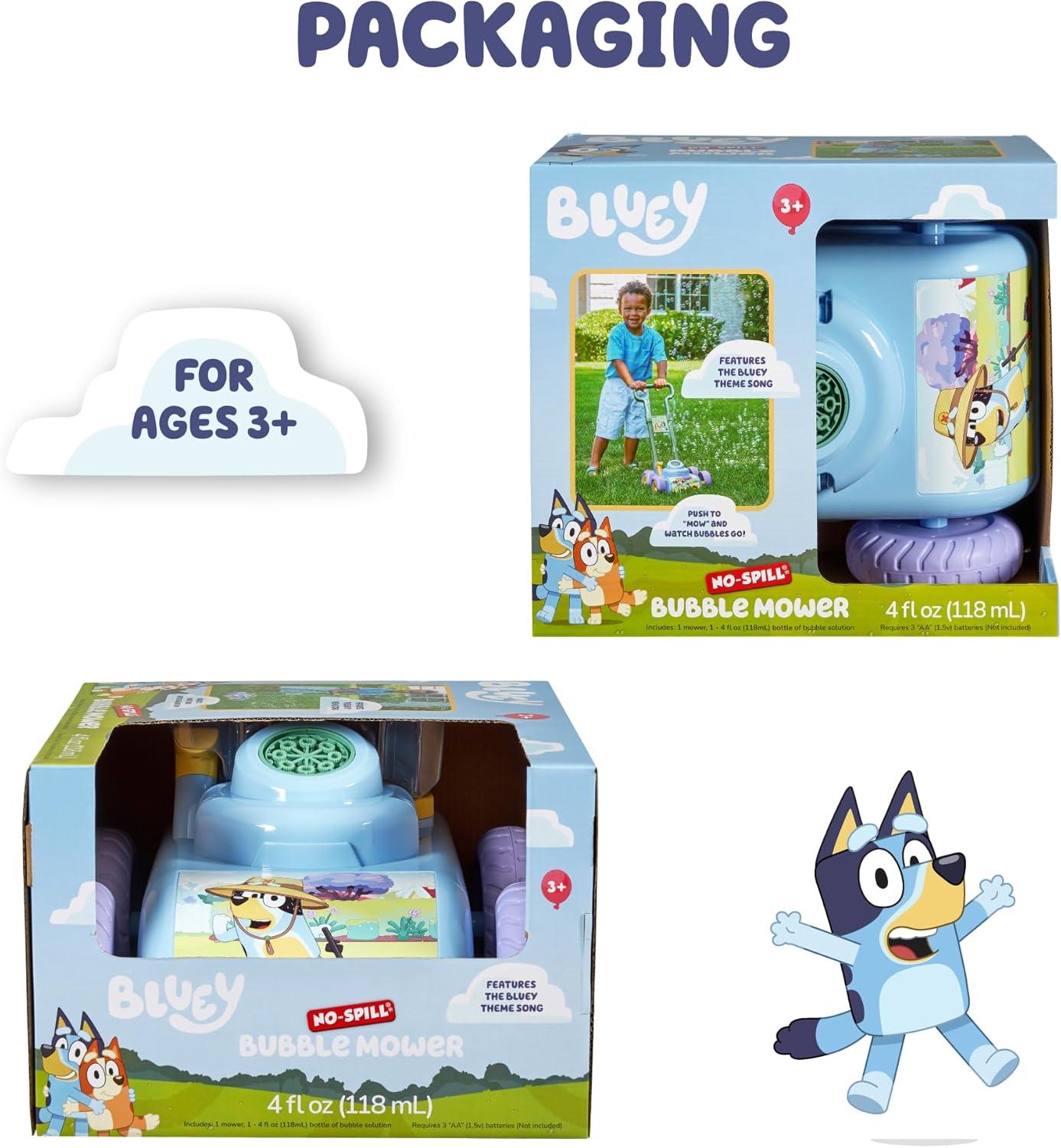 imageBLUEY Bubble Lawn Mower for Toddlers Bubble Blowing Machine with Sound for Indoor and Outdoor Gardening Toy Plays Bluey Music Birthday Party Favor for Preschool Girls and Boys