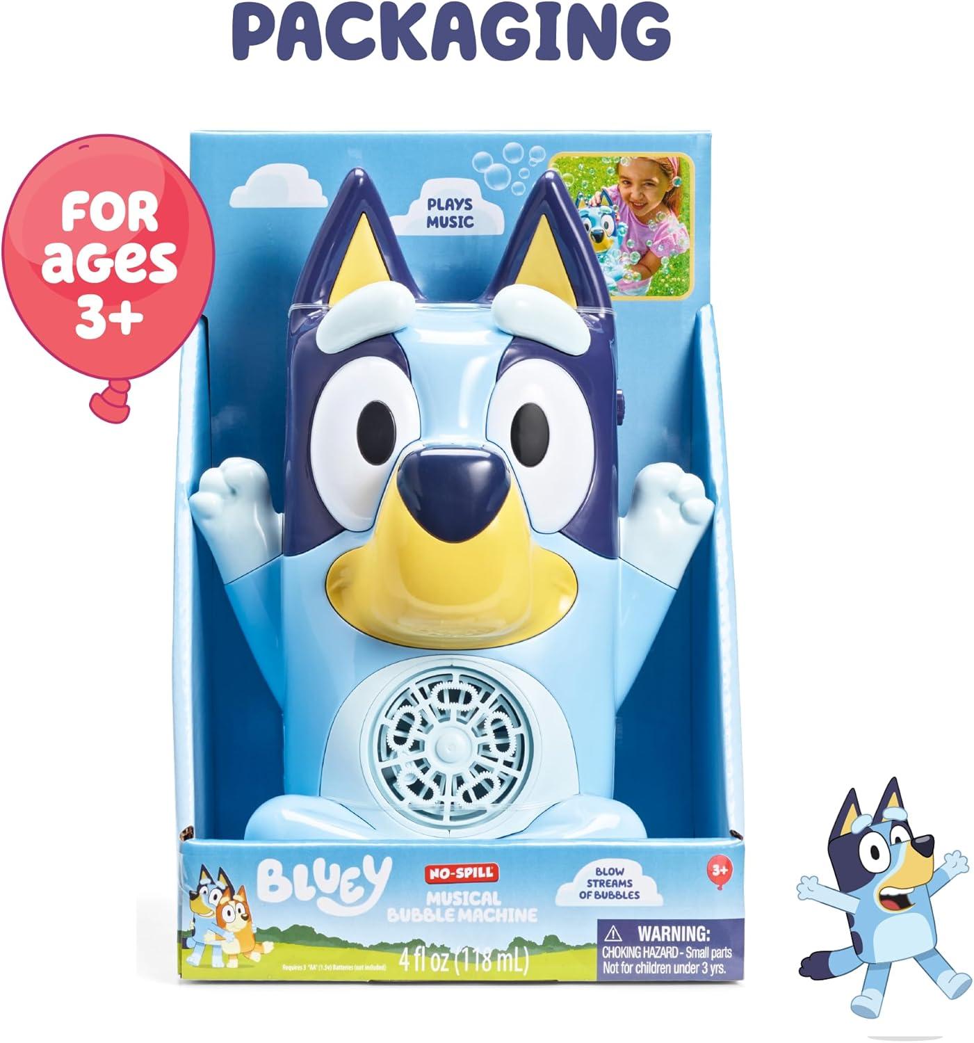 imageBLUEY NO Spill Musical Bubble Machine Bubble Toy for Baby Toddlers and Kids Amazon Toys Exclusive with 16 oz of Extra Bubble Solution Bubble Solution Bottle Colors Will VaryBluey