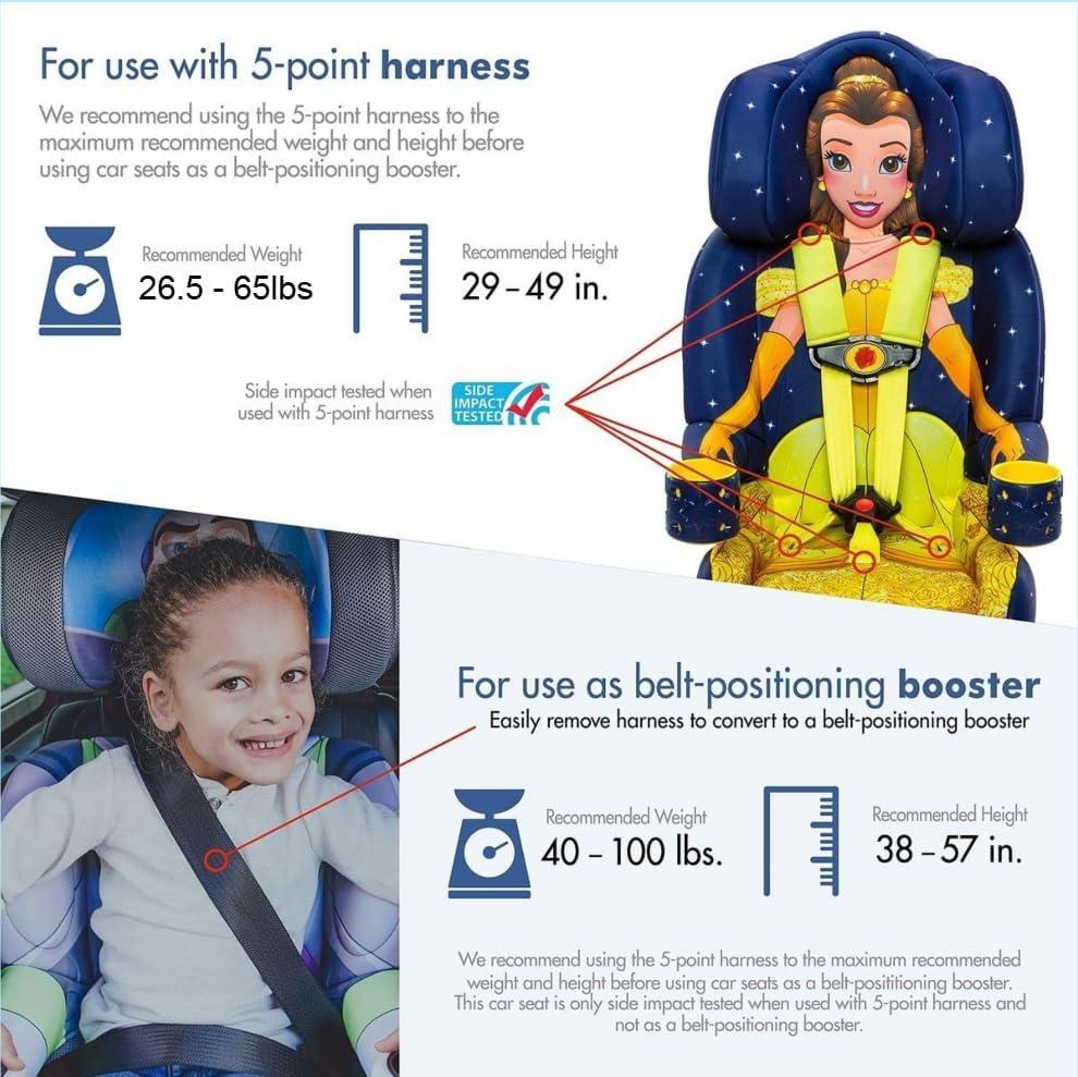 imageKidsEmbrace 2in1 Car Seat ForwardFacing Harness 26565 lbs amp Booster Mode 40100 lbs Latch Premium Fit with MultiPosition Headrest Harness amp ReclinePrincess Belle