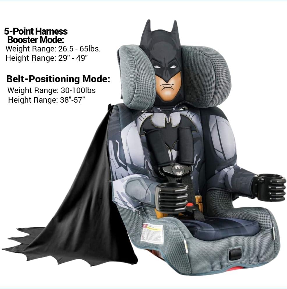 imageKidsEmbrace 2in1 Car Seat ForwardFacing Harness 26565 lbs amp Booster Mode 40100 lbs Latch Premium Fit with MultiPosition Headrest Harness amp ReclineBatman Black