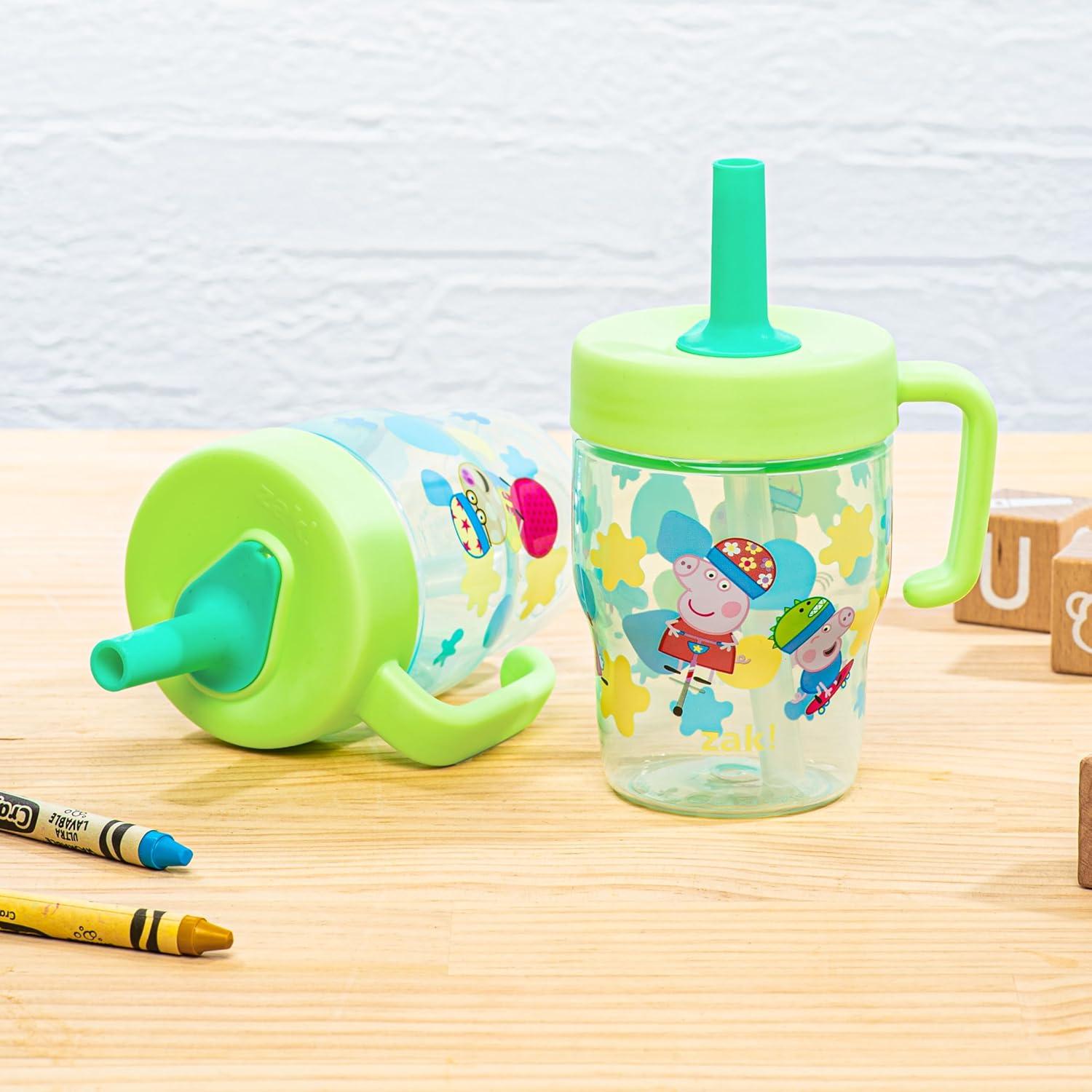 imageZak Designs Bluey Capri Toddler Tumblers For Travel or At Home 9oz 2Pack Double Wall Plastic Sippy Cups With LeakProof Design is Perfect For Kids Bluey BingoPeppa Pig