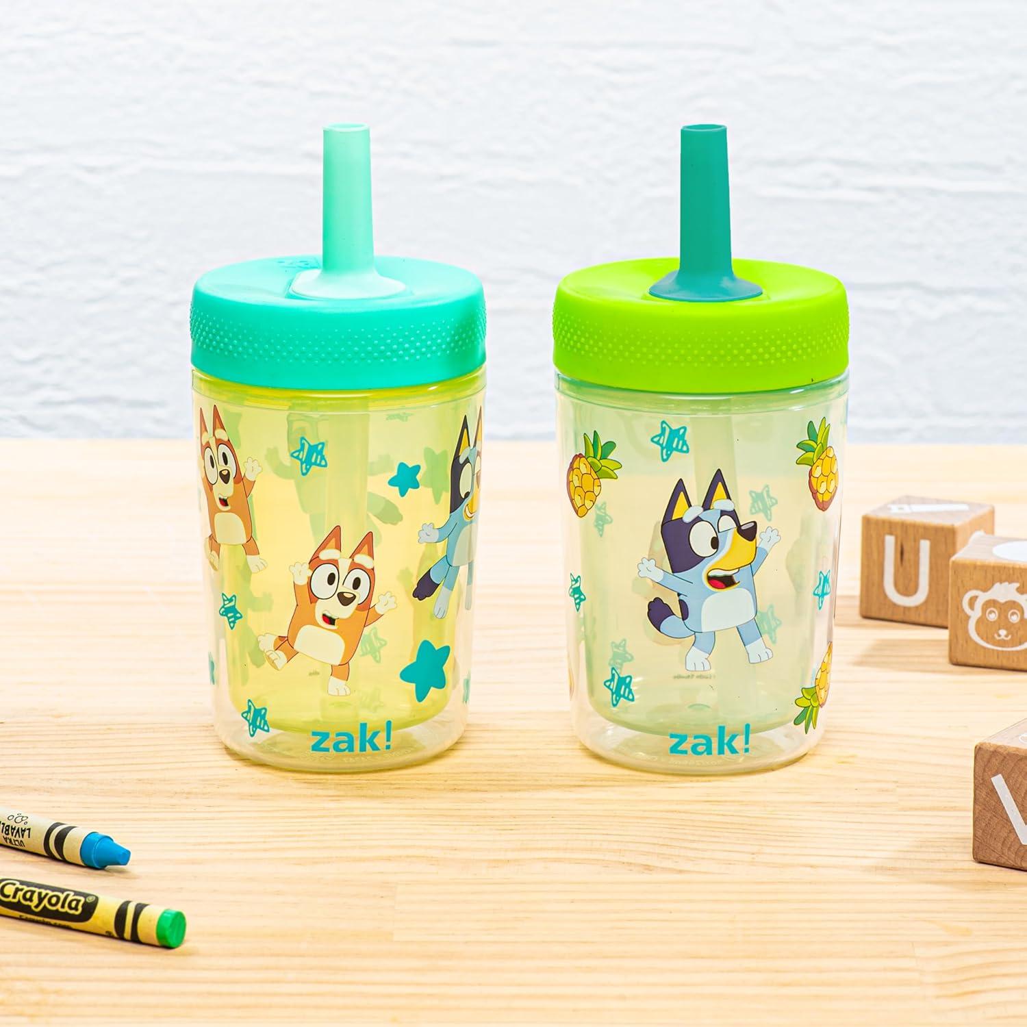 imageZak Designs Bluey Capri Toddler Tumblers For Travel or At Home 9oz 2Pack Double Wall Plastic Sippy Cups With LeakProof Design is Perfect For Kids Bluey BingoBluey