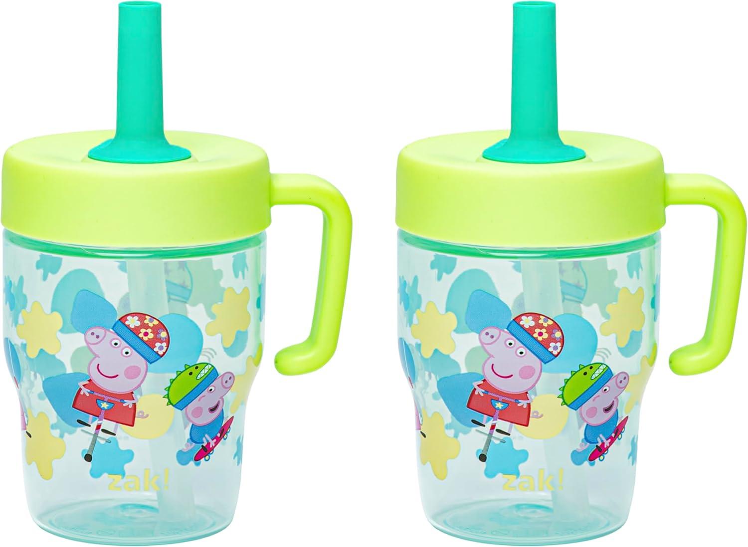 imageZak Designs Bluey Capri Toddler Tumblers For Travel or At Home 9oz 2Pack Double Wall Plastic Sippy Cups With LeakProof Design is Perfect For Kids Bluey BingoPeppa Pig