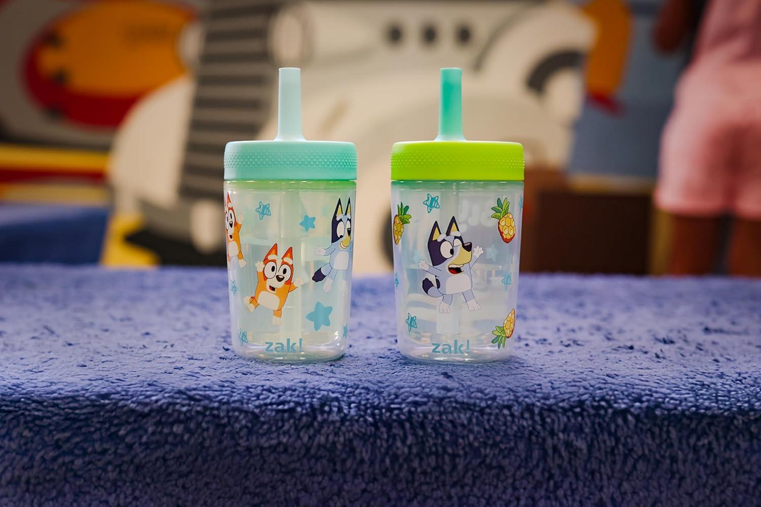 imageZak Designs Bluey Capri Toddler Tumblers For Travel or At Home 9oz 2Pack Double Wall Plastic Sippy Cups With LeakProof Design is Perfect For Kids Bluey BingoBluey