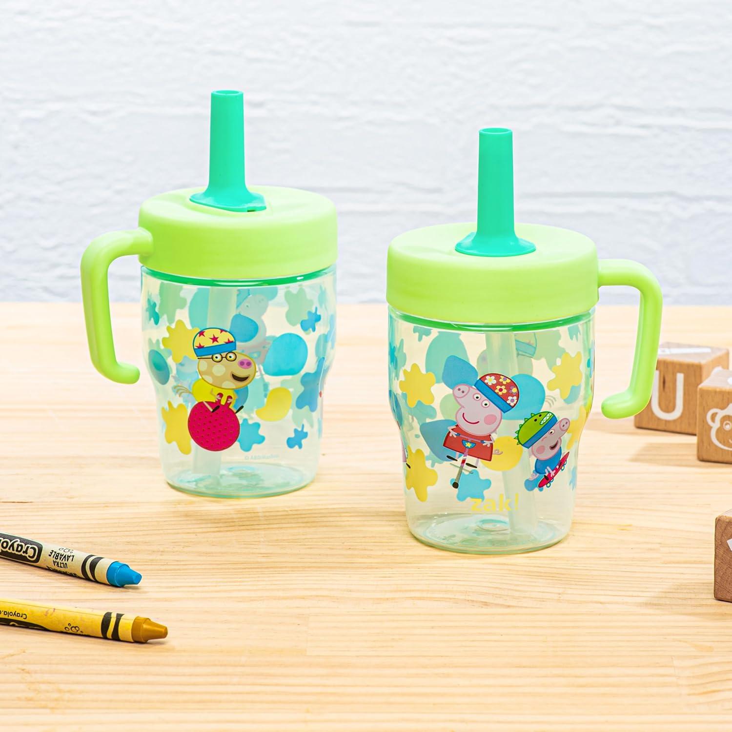 imageZak Designs Bluey Capri Toddler Tumblers For Travel or At Home 9oz 2Pack Double Wall Plastic Sippy Cups With LeakProof Design is Perfect For Kids Bluey BingoPeppa Pig