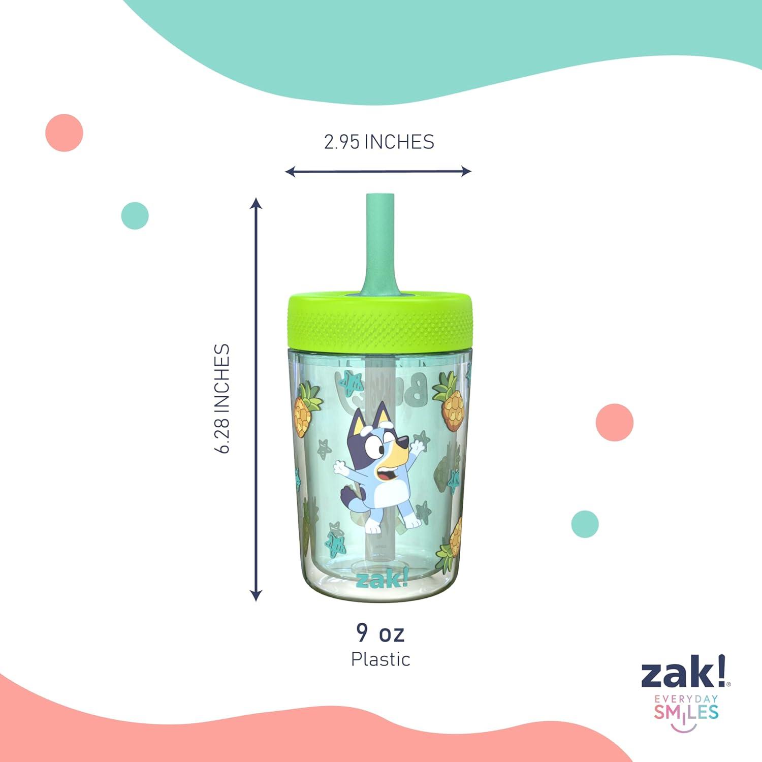 imageZak Designs Bluey Capri Toddler Tumblers For Travel or At Home 9oz 2Pack Double Wall Plastic Sippy Cups With LeakProof Design is Perfect For Kids Bluey BingoBluey