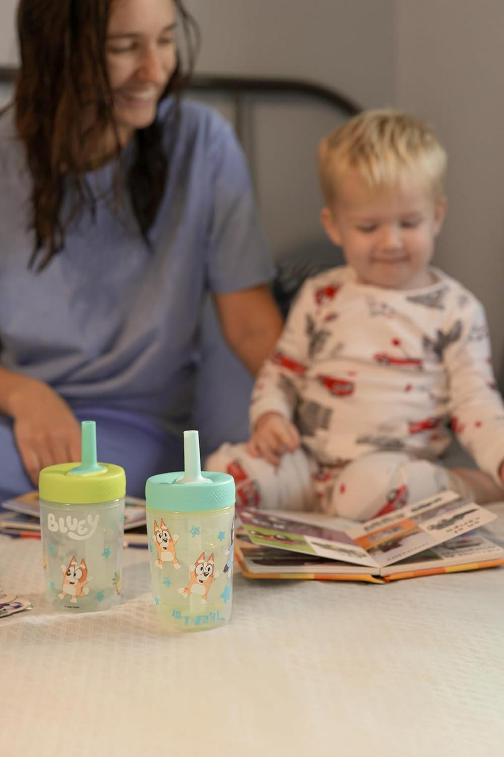 imageZak Designs Bluey Capri Toddler Tumblers For Travel or At Home 9oz 2Pack Double Wall Plastic Sippy Cups With LeakProof Design is Perfect For Kids Bluey BingoBluey