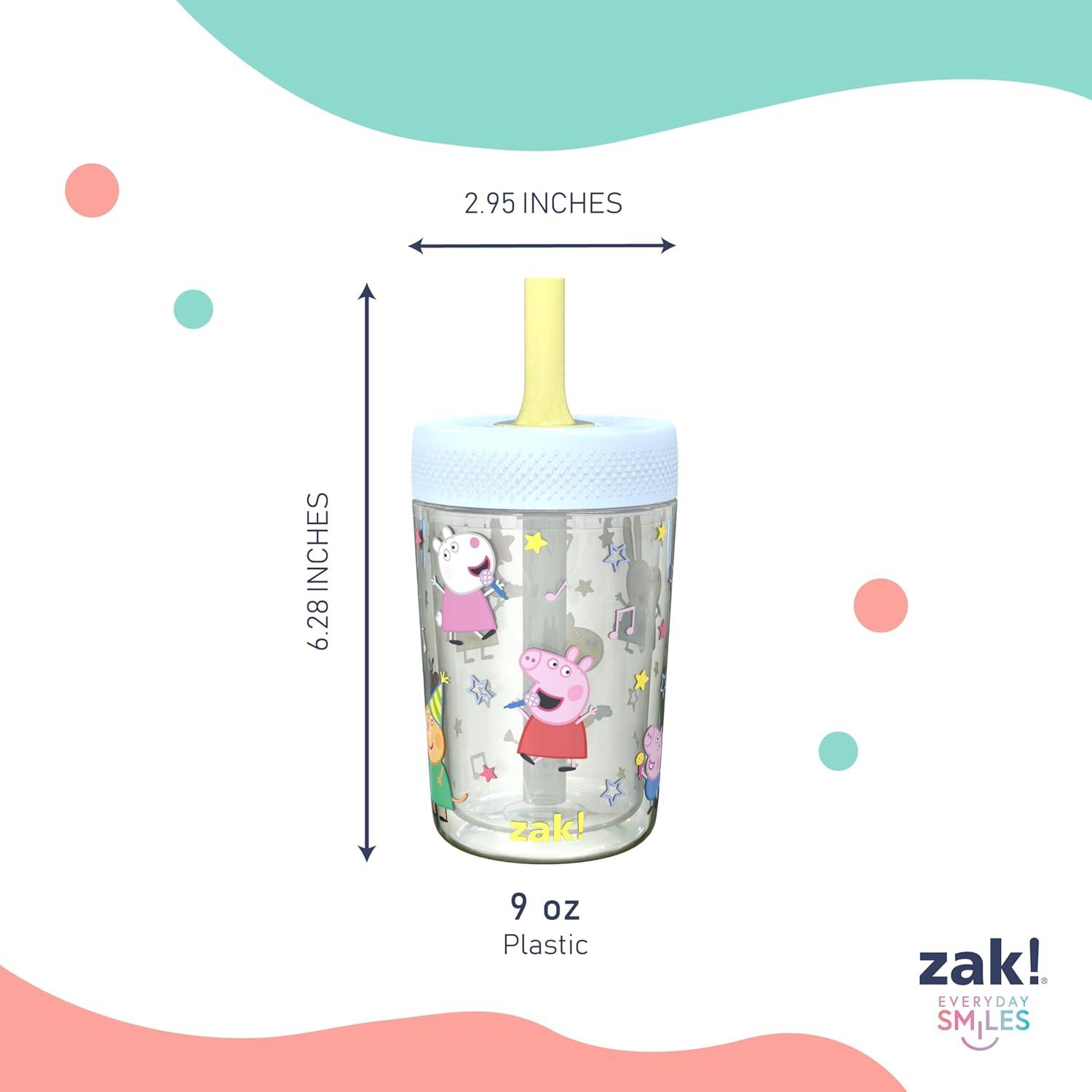 imageZak Designs Bluey Capri Toddler Tumblers For Travel or At Home 9oz 2Pack Double Wall Plastic Sippy Cups With LeakProof Design is Perfect For Kids Bluey BingoPeppa Pig