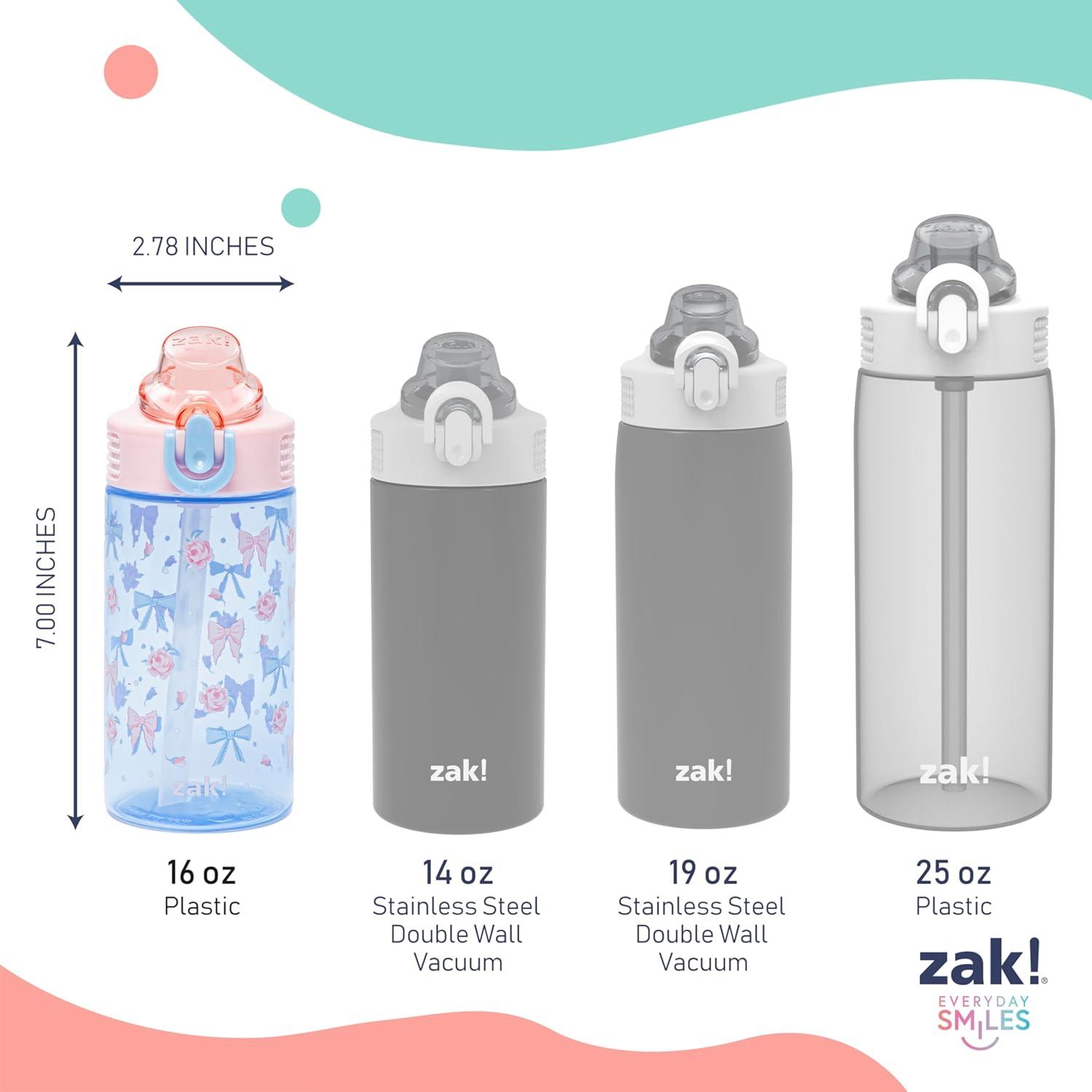 imageZak Designs Bluey Kids Water Bottle Durable Plastic Spout Cover and Builtin Carrying Loop LeakProof Water Design for Travel 16oz 2pc Set 2pkBerry and Bows