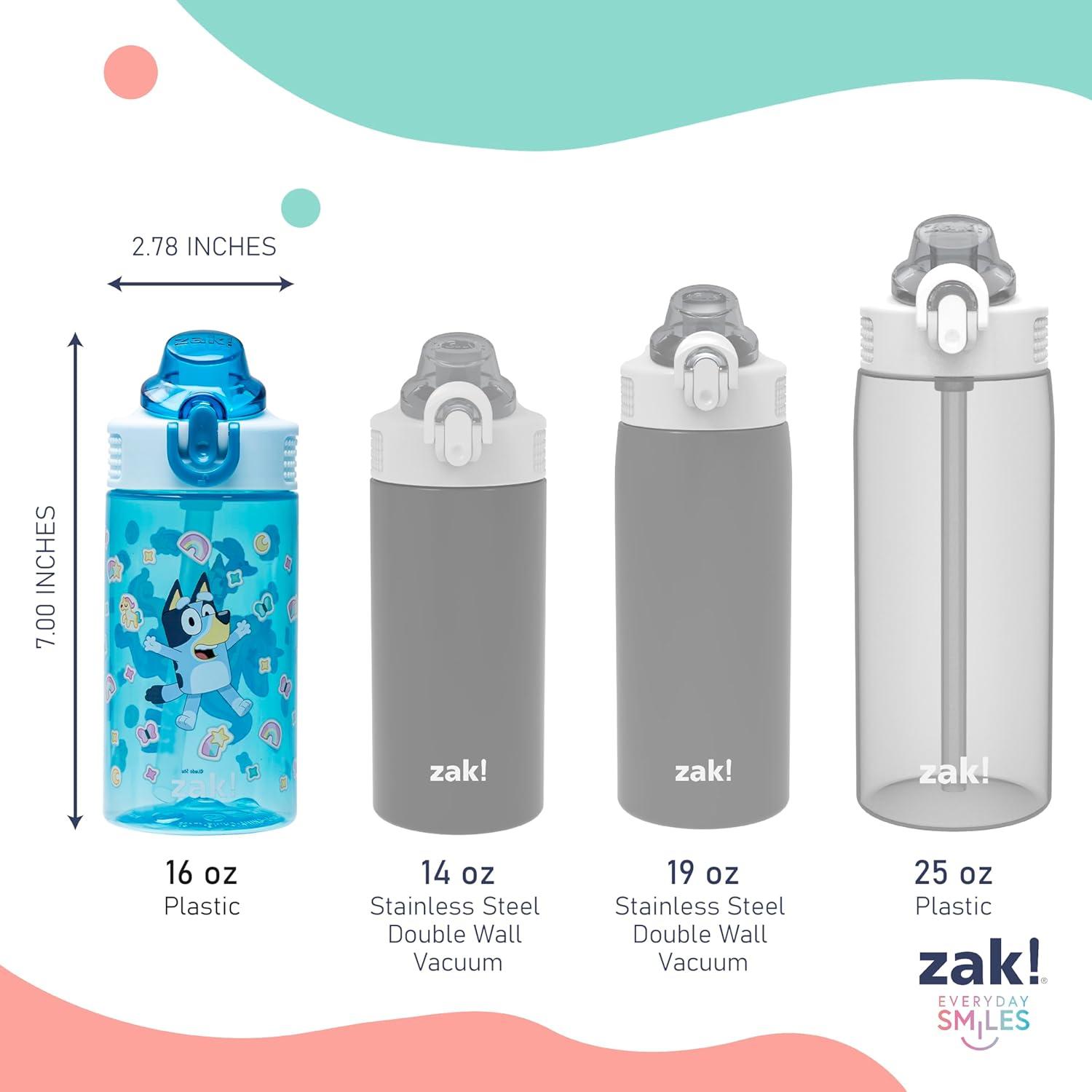 imageZak Designs Bluey Kids Water Bottle Durable Plastic Spout Cover and Builtin Carrying Loop LeakProof Water Design for Travel 16oz 2pc Set 2pkBluey Bingo
