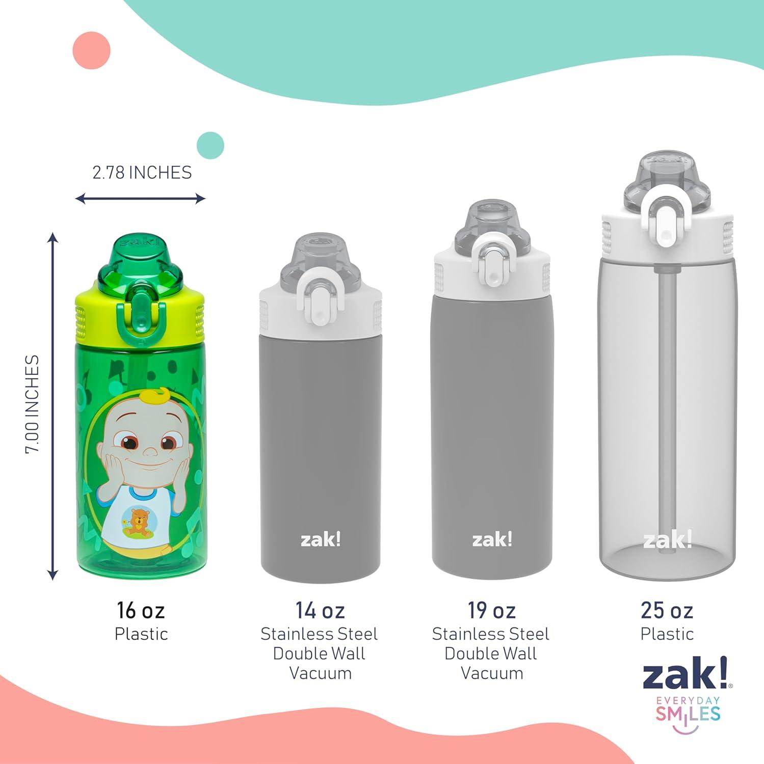 imageZak Designs Bluey Kids Water Bottle Durable Plastic Spout Cover and Builtin Carrying Loop LeakProof Water Design for Travel 16oz 2pc Set 2pkCoComelon JJ Cody