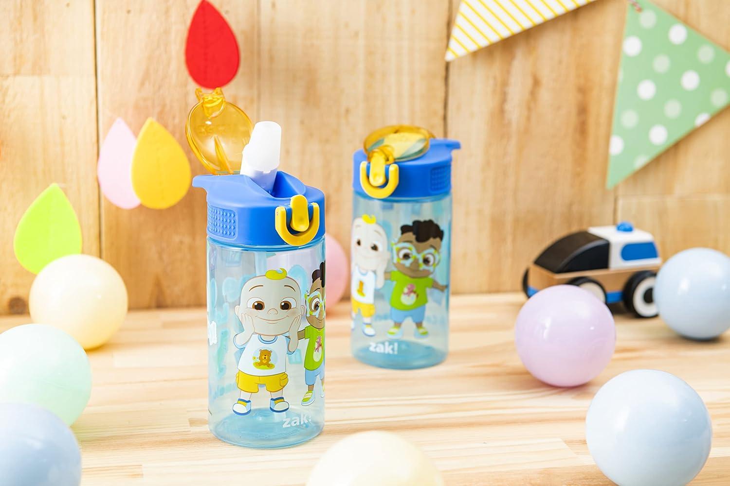 imageZak Designs Bluey Kids Water Bottle Durable Plastic Spout Cover and Builtin Carrying Loop LeakProof Water Design for Travel 16oz 2pc Set 2pkCoComelon 2pk