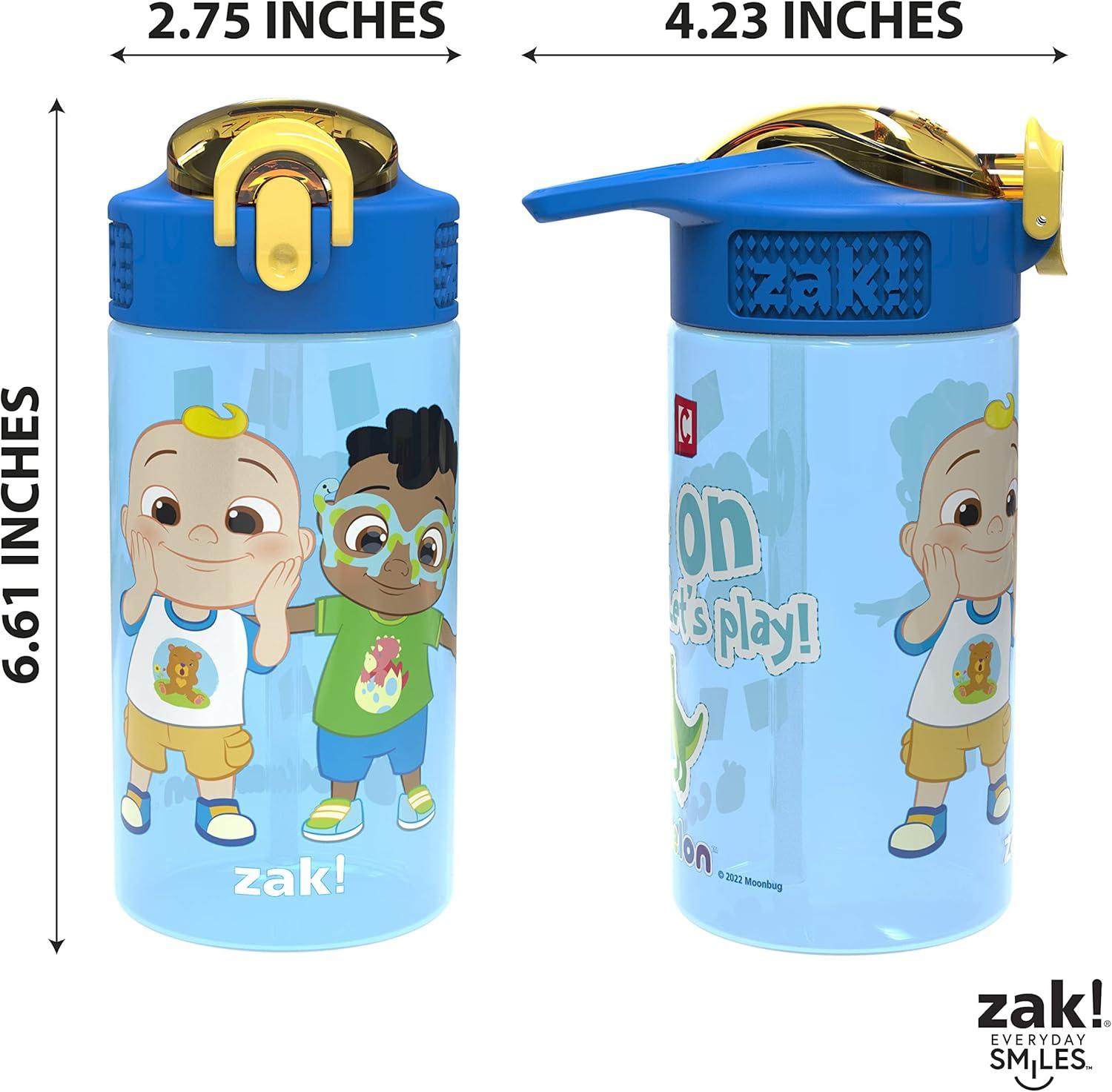 imageZak Designs Bluey Kids Water Bottle Durable Plastic Spout Cover and Builtin Carrying Loop LeakProof Water Design for Travel 16oz 2pc Set 2pkCoComelon 2pk