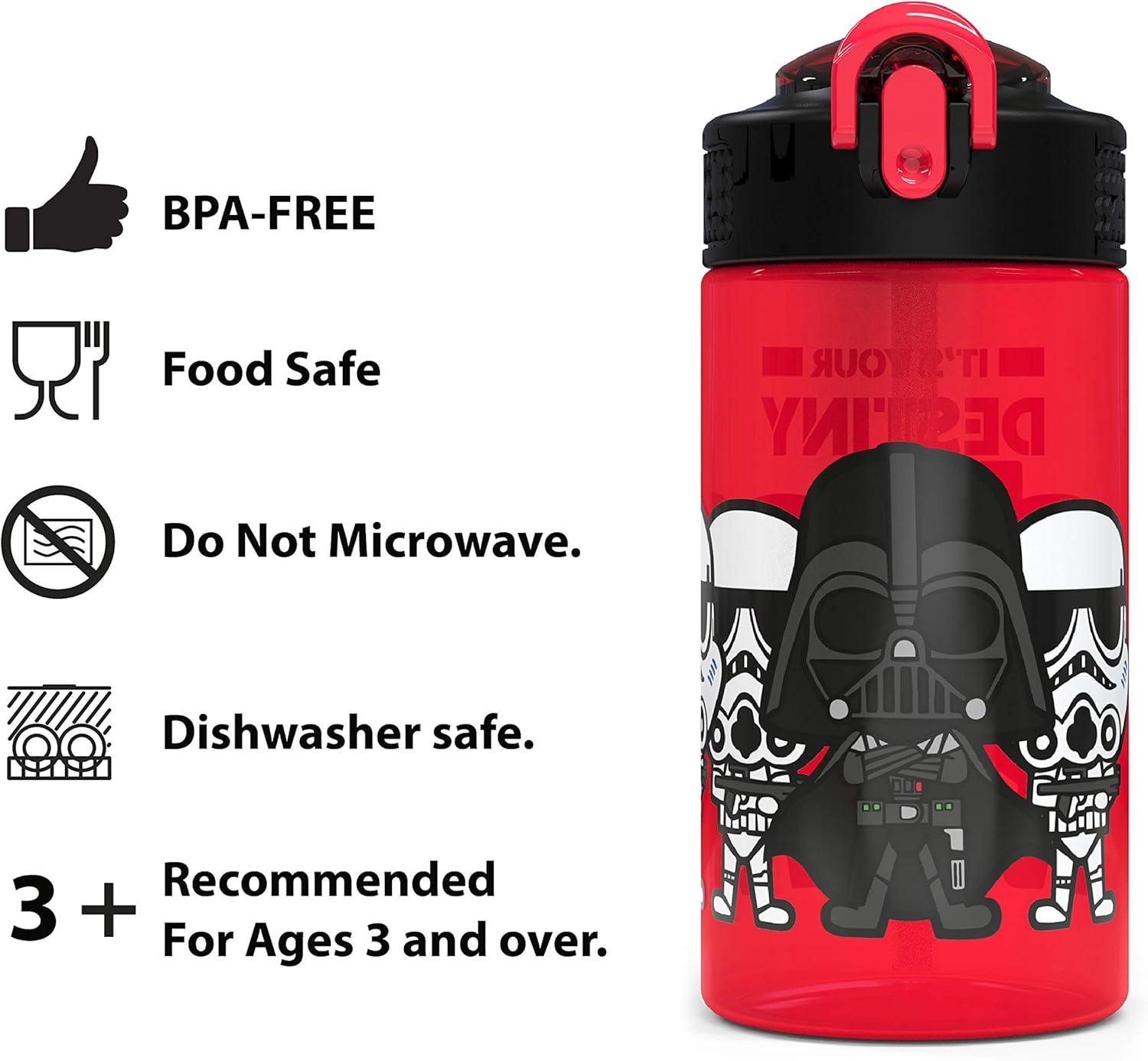 imageZak Designs Bluey Kids Water Bottle Durable Plastic Spout Cover and Builtin Carrying Loop LeakProof Water Design for Travel 16oz 2pc Set 2pkDarth Vader Bottle 2pk