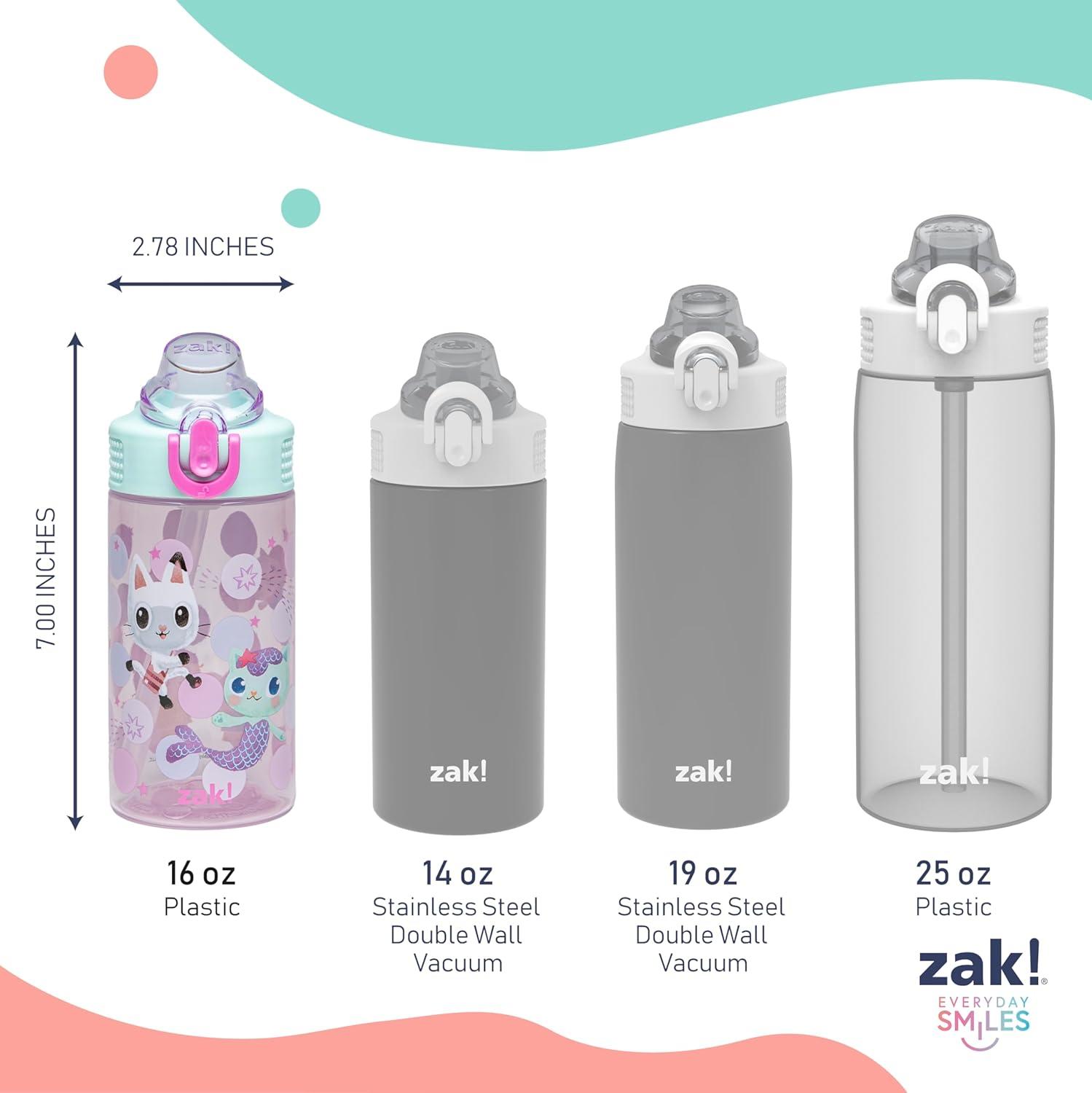 imageZak Designs Bluey Kids Water Bottle Durable Plastic Spout Cover and Builtin Carrying Loop LeakProof Water Design for Travel 16oz 2pc Set 2pkGabbys Dollhouse The Gabby Cats