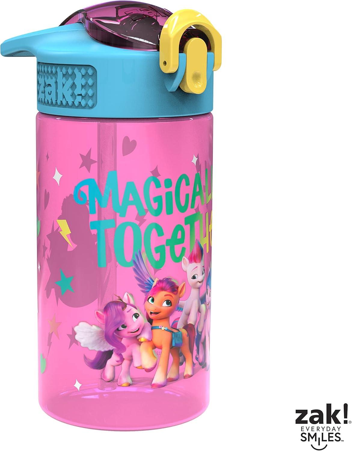 imageZak Designs Bluey Kids Water Bottle Durable Plastic Spout Cover and Builtin Carrying Loop LeakProof Water Design for Travel 16oz 2pc Set 2pkMy Little Pony 2pk
