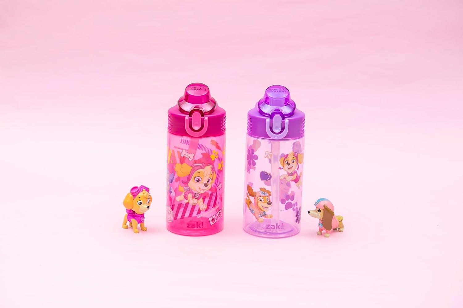 imageZak Designs Bluey Kids Water Bottle Durable Plastic Spout Cover and Builtin Carrying Loop LeakProof Water Design for Travel 16oz 2pc Set 2pkPAW Patrol Skye Friends