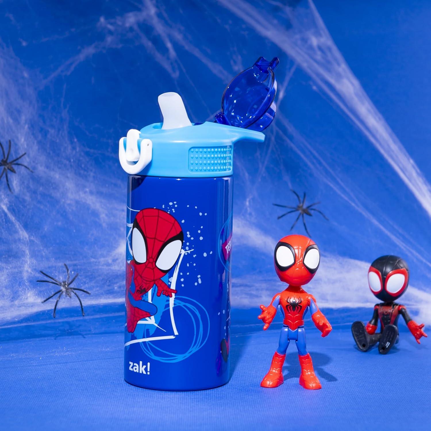imageZak Designs Bluey Sage Kids Water Bottle For School or Travel 14oz Stainless Steel Water Bottle With Straw Handle and LeakProof PopUp Spout Cover Bluey amp BingoSpidey and His Amazing Friends