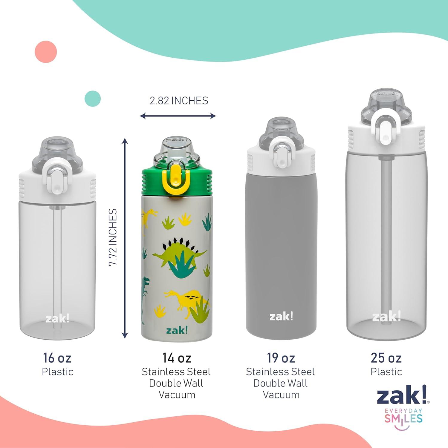 imageZak Designs Bluey Sage Kids Water Bottle For School or Travel 14oz Stainless Steel Water Bottle With Straw Handle and LeakProof PopUp Spout Cover Bluey amp BingoDino