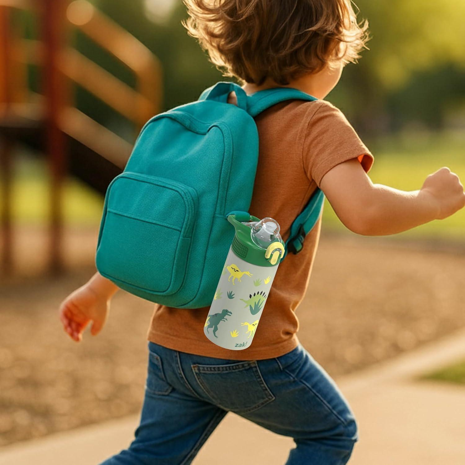 imageZak Designs Bluey Sage Kids Water Bottle For School or Travel 14oz Stainless Steel Water Bottle With Straw Handle and LeakProof PopUp Spout Cover Bluey amp BingoDino