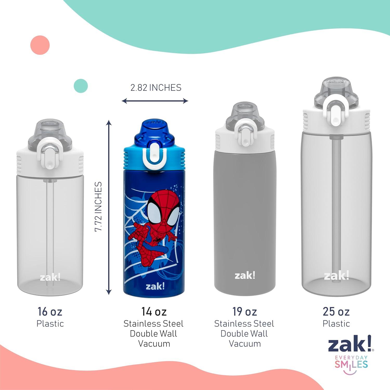 imageZak Designs Bluey Sage Kids Water Bottle For School or Travel 14oz Stainless Steel Water Bottle With Straw Handle and LeakProof PopUp Spout Cover Bluey amp BingoSpidey and His Amazing Friends