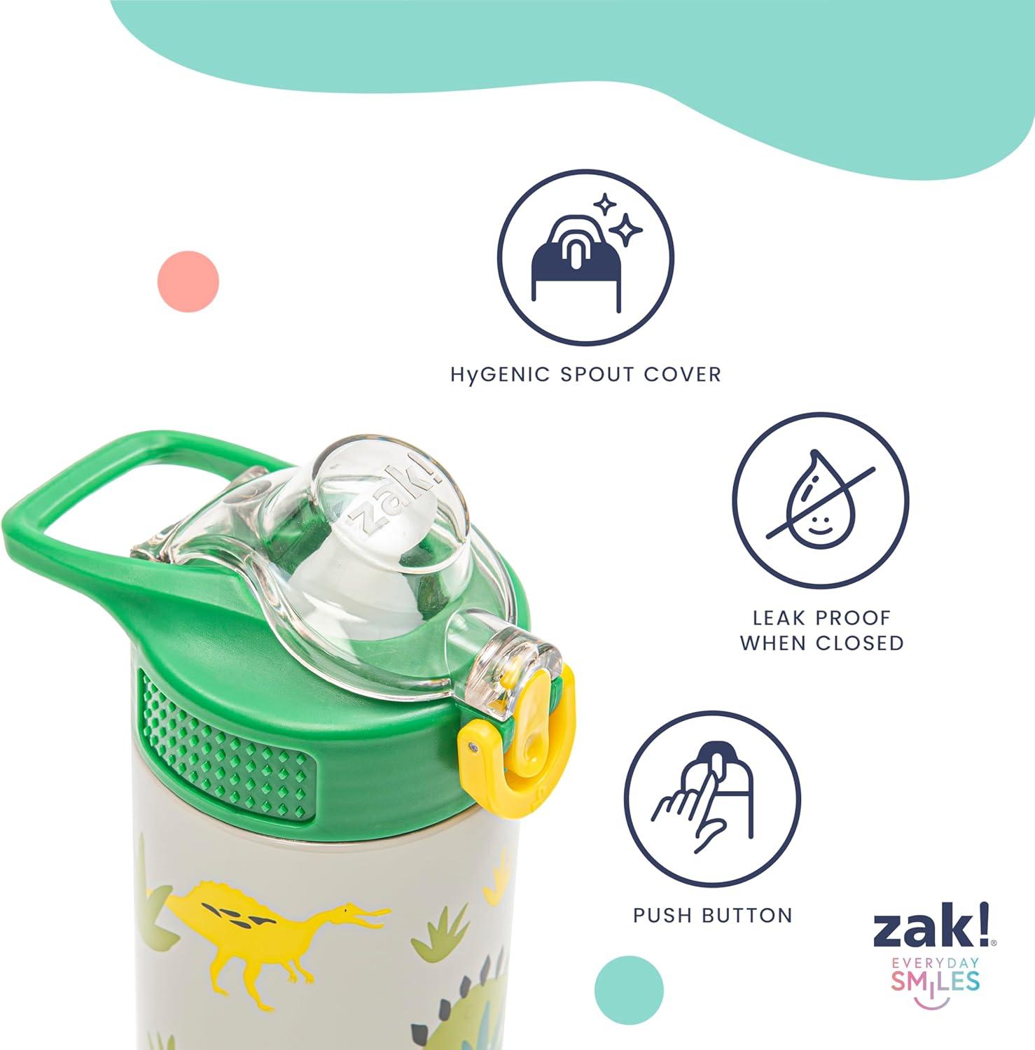 imageZak Designs Bluey Sage Kids Water Bottle For School or Travel 14oz Stainless Steel Water Bottle With Straw Handle and LeakProof PopUp Spout Cover Bluey amp BingoDino